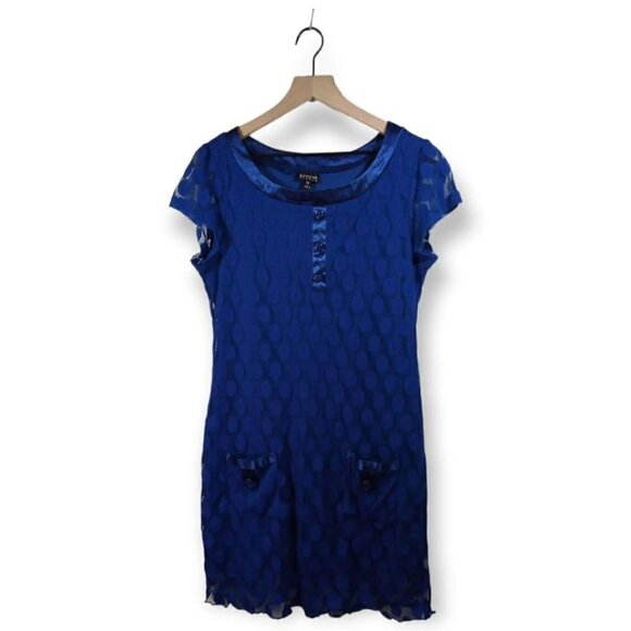 Enfocus Studio Blue Lace Shirt Mini Dress Size 14 - Picture 1 of 4